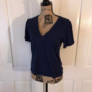 Lulu's Navy Blue V Neck Shirt